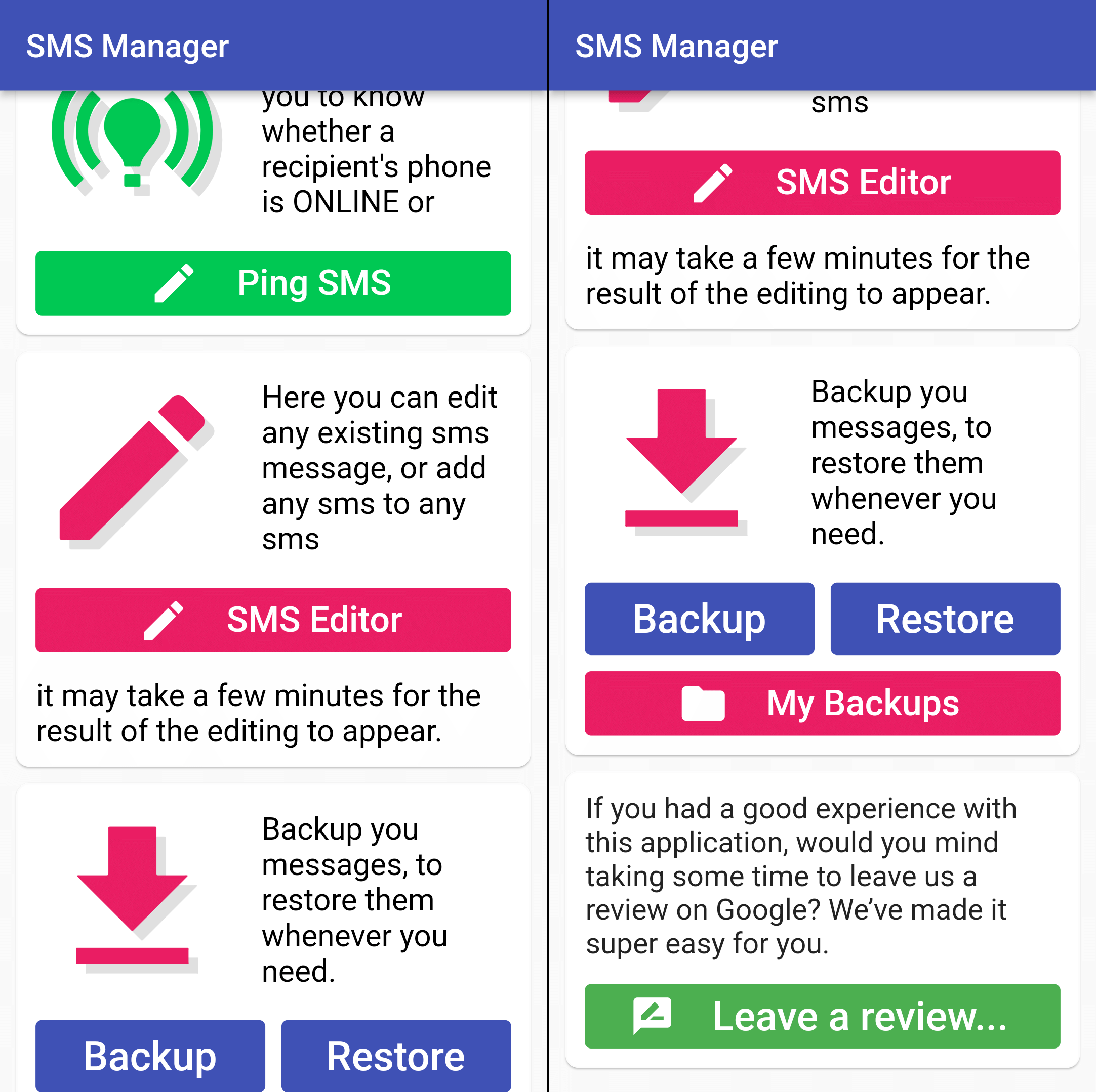 SMS Editor 다른 기능