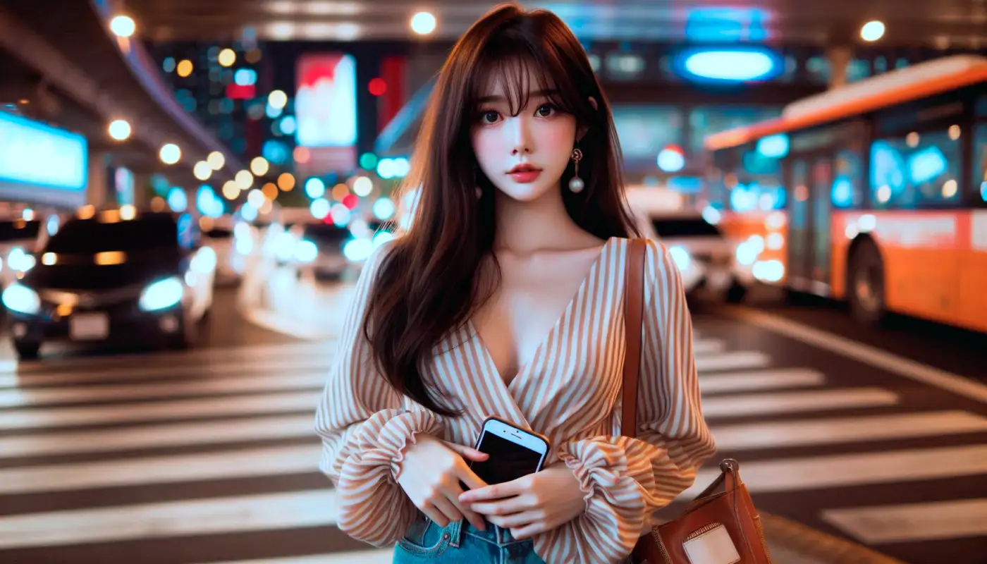 카카오톡-여행자보험-가입방법을-알아보는-여성의-모습