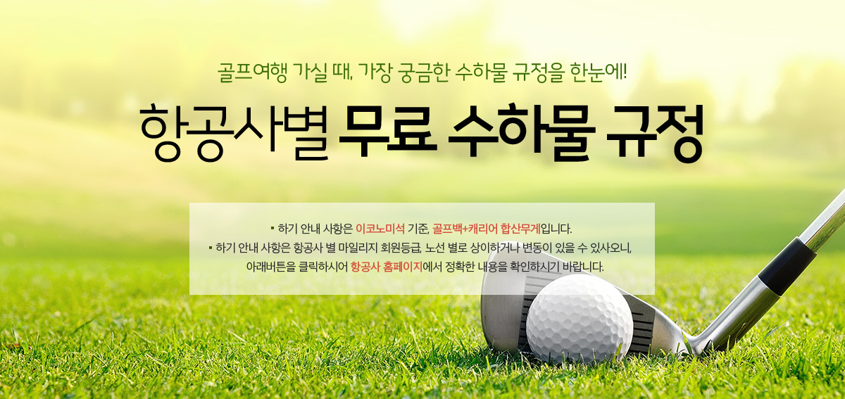 항공사별 무료 수하물 규정