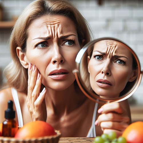 얼굴-주름-때문에-스트레스-받는-여성