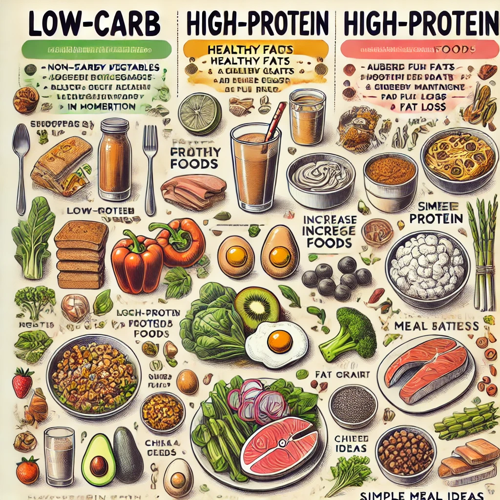 다이어트를 위해 저탄수 고단백 포만감 있게 메뉴구성하는 이미지