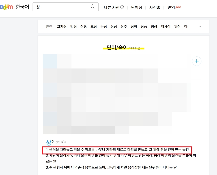 밥상과 제사상을 의미하는 한자 상의 의미를 설명하는 모습