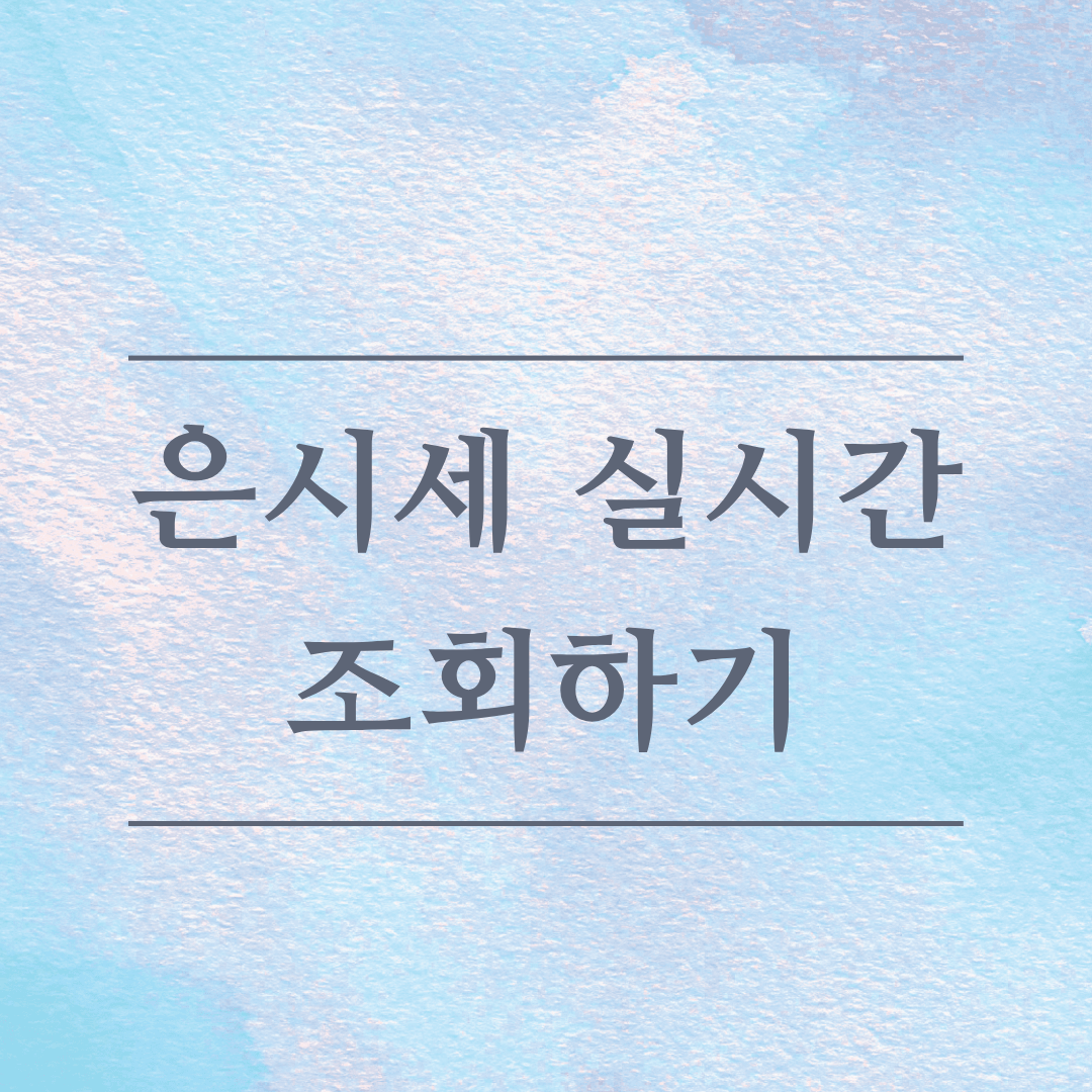 은시세 실시간 조회하기 이미지