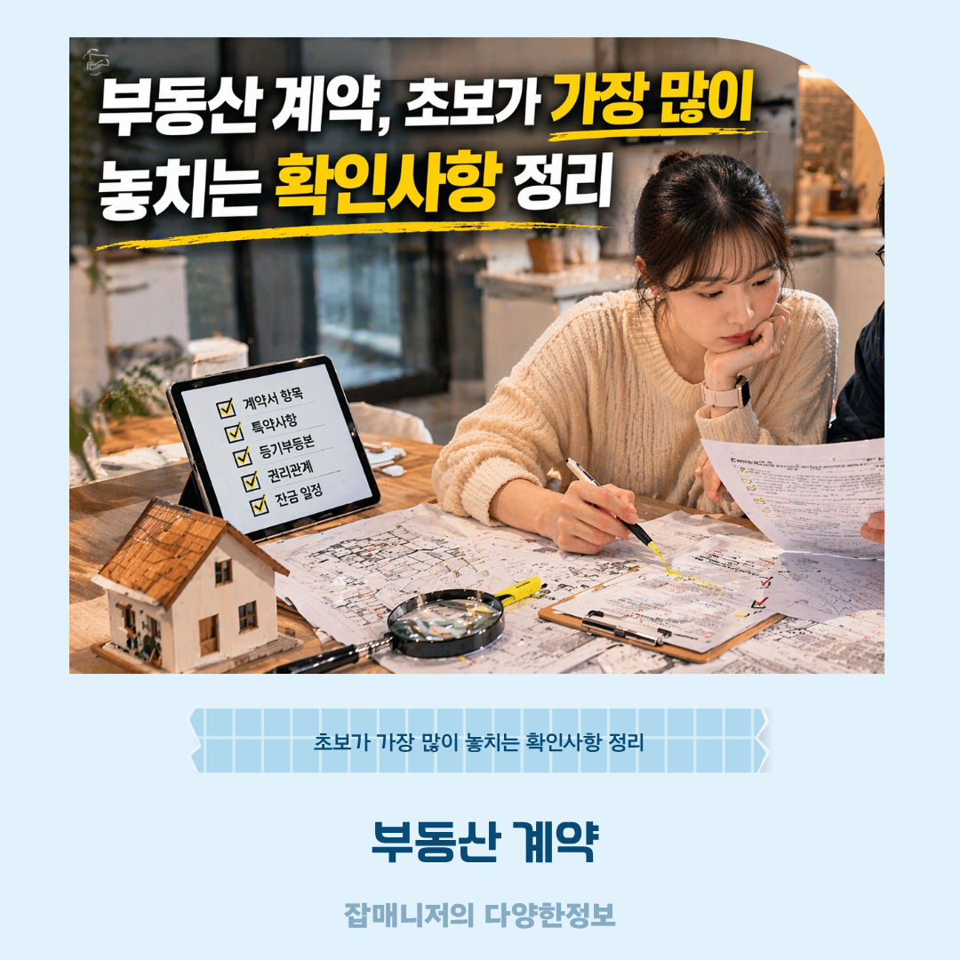 부동산 계약, 초보가 가장 많이 놓치는 확인사항 정리