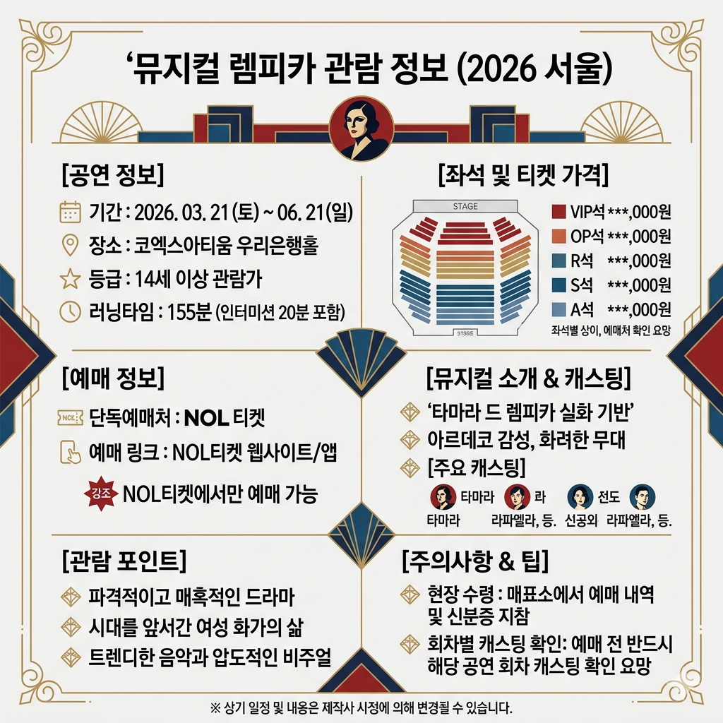 뮤지컬 렘피카 예매, 일정, 가격, 캐스팅, 코엑스아티움 관람팁 인포그래픽