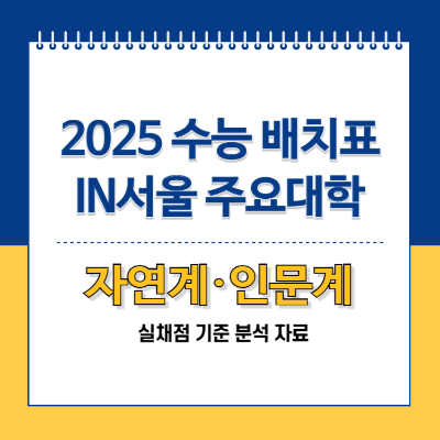 2025 수능 배치표 IN서울 주요 대학 실채점 기준 카드뉴스