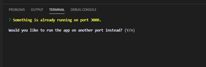 y를 입력할 시 다른 port 번호로 실행된다