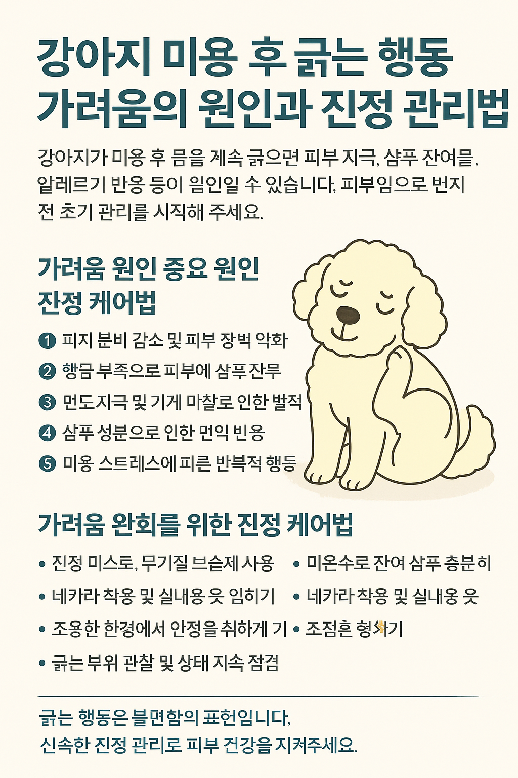 강아지 미용 후 긁는 행동 관리법 사진