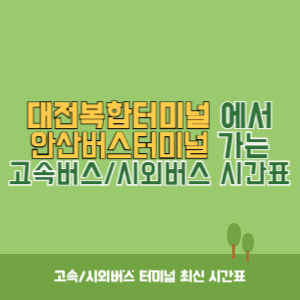 대전복합터미널에서 안산버스터미널 가는 시외버스 시간표 최신정보