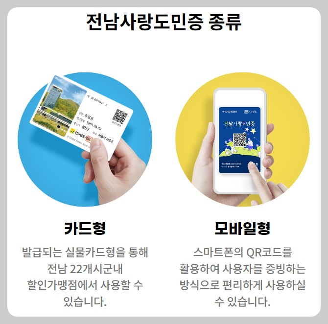 전남사랑도민증-종류