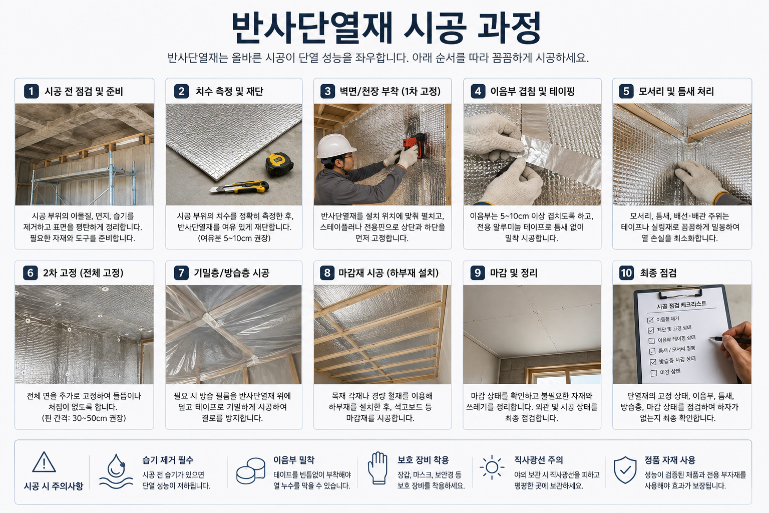 반사단열재 시공 과정