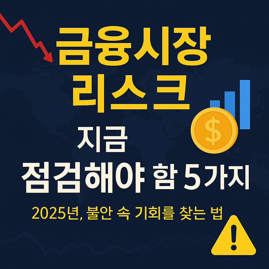 리스크 경고 아이콘이 포함된 금융시장 분석을 나타내는 인포그래픽 이미지