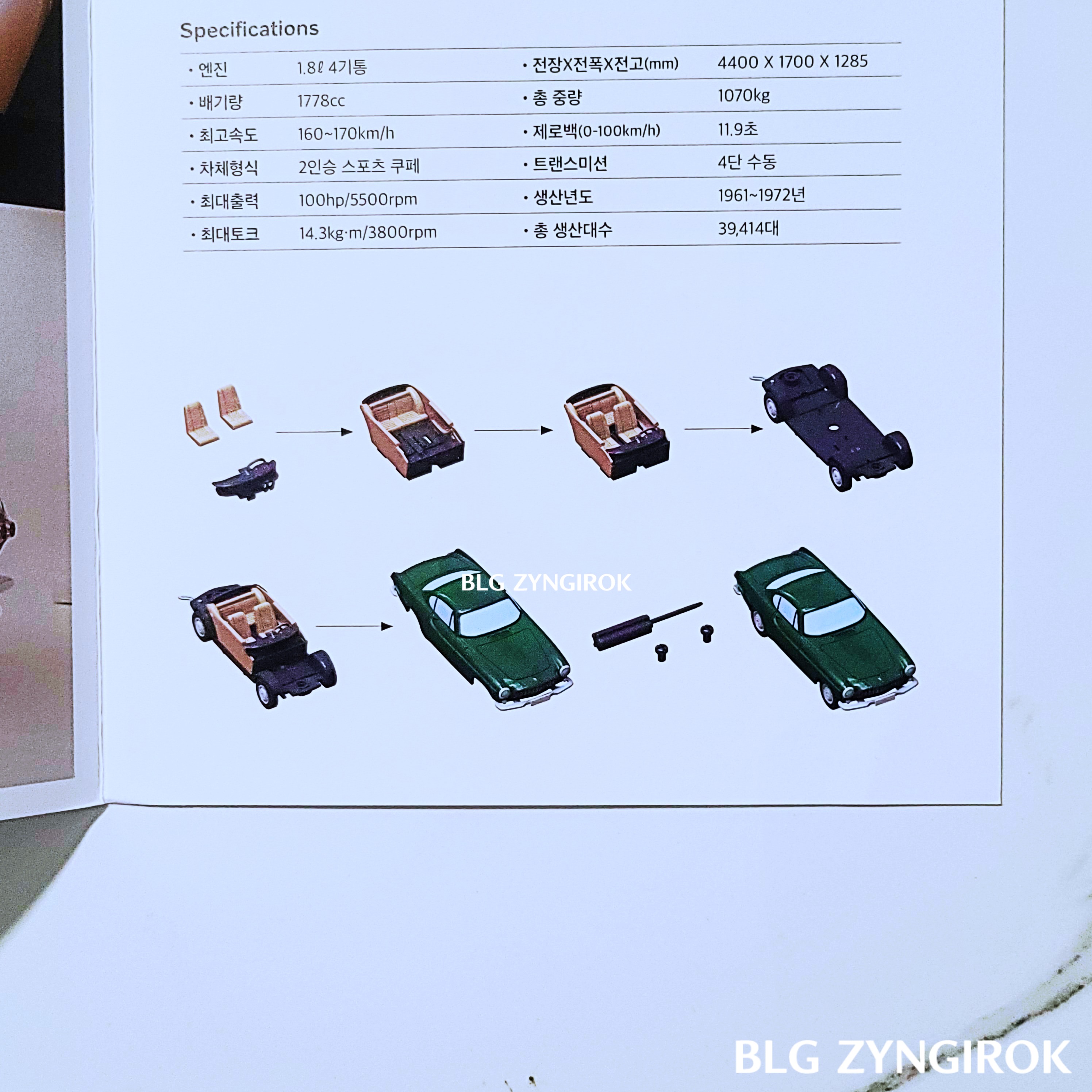 volvo p1800 다이캐스트 조립 설명서 모습이다.