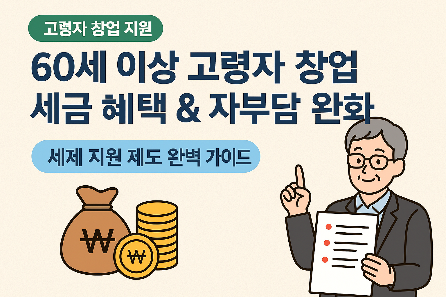 60세 이상 고령자 창업, 세금·사회보험 부담 줄여주는 혜택 총정리
