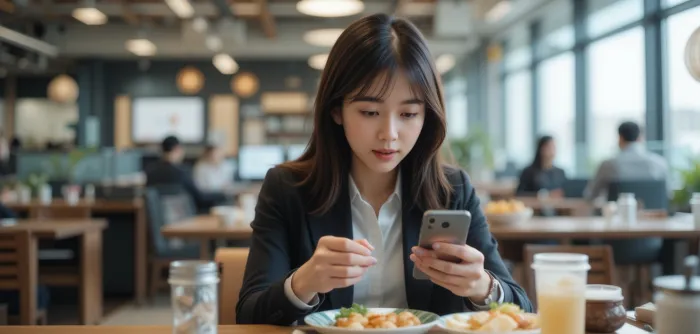 점심시간에 운세를 확인하는 직장인