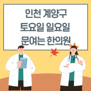 인천 계양구 토요일 일요일 한의원 진료 병원 리스트