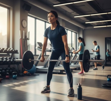 40대 여성이 근력 운동 하고 있는 모습