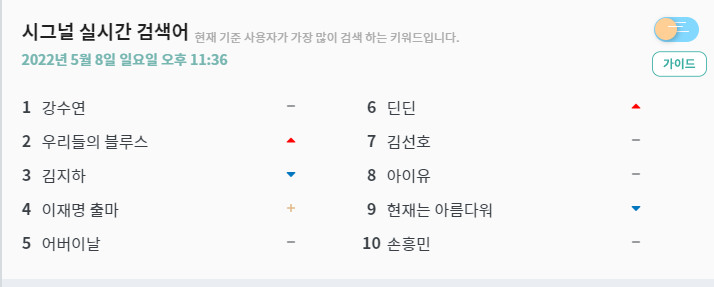 실시간 검색어 창