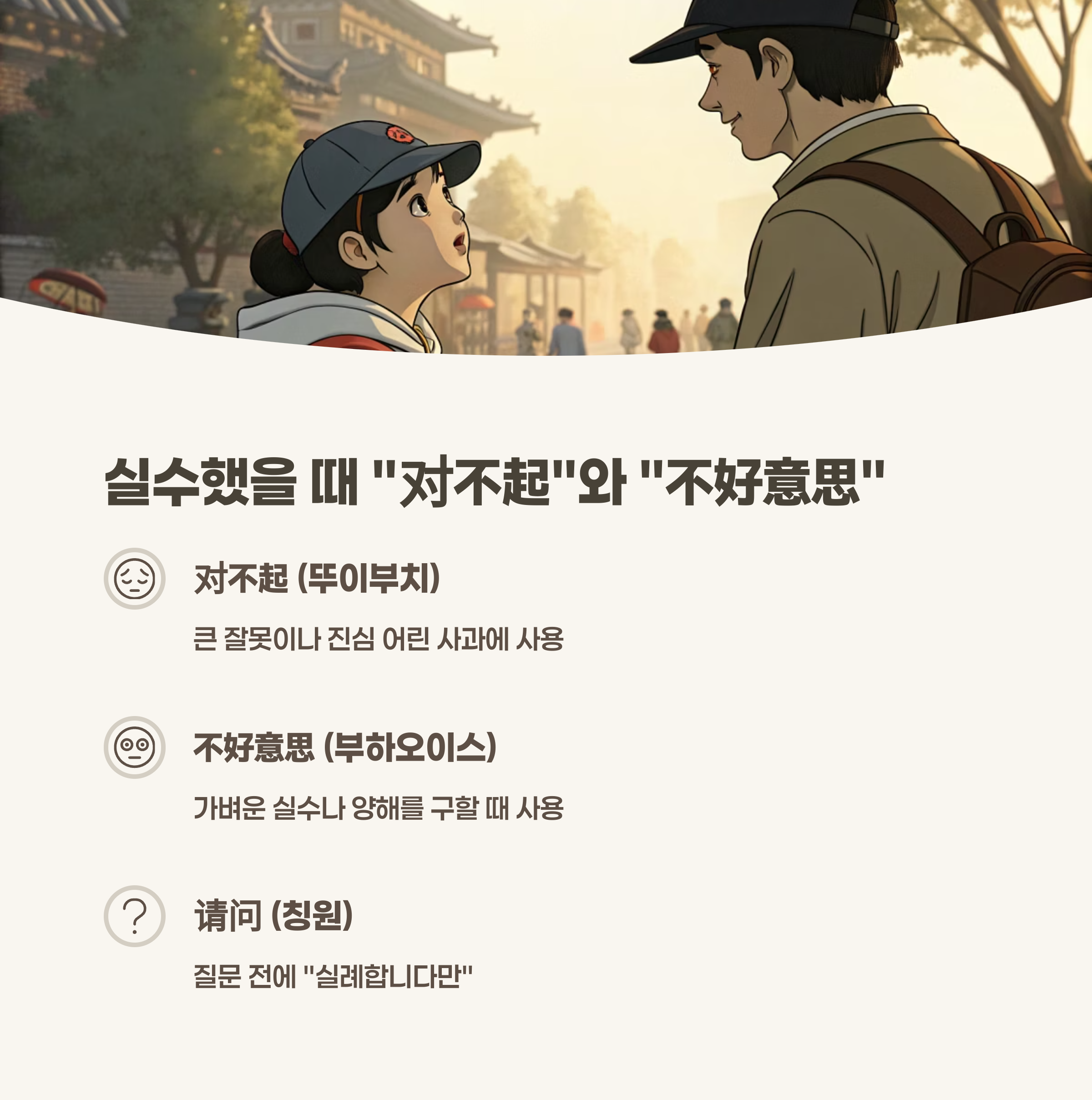 실수로 부딪히거나 도움을 요청할 때의 모습