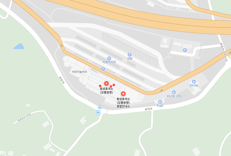 횡성휴하행터미널 위치-지도