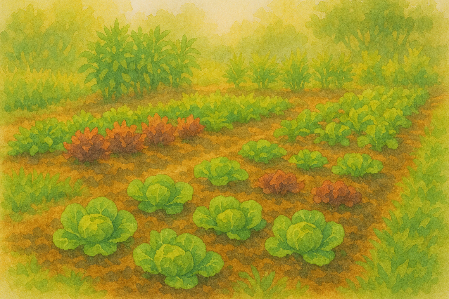 햇살 속의 채소밭