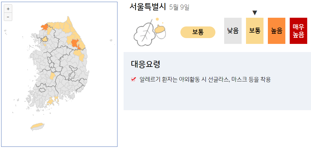 송화가루 지수 확인하는 방법