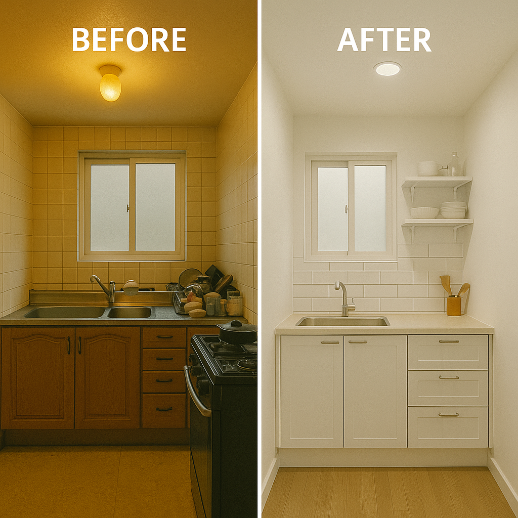 주방 Before & After – “작지만 쾌적한 주방은 가능하다