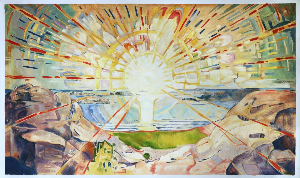 노르웨이 화폐 중 1,000크로네에 그려진 인물이 바로 뭉크 자신이다. 앞면에는 뭉크의 얼굴이, 뒷면에는 그의 작품 ‘태양’이 그려져 있다. 이처럼 ‘태양’은 노르웨이인들의 자부심과 같은 작품