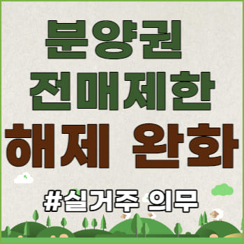 분양권 전매제한 해제 완화