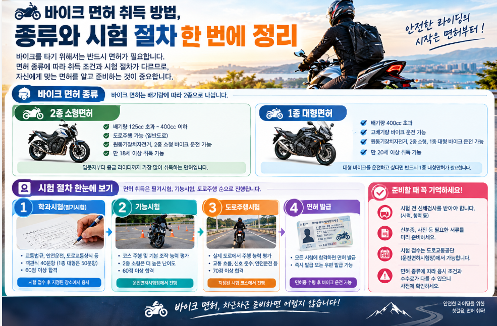 바이크 면허 취득방법(종류와 시험절차)