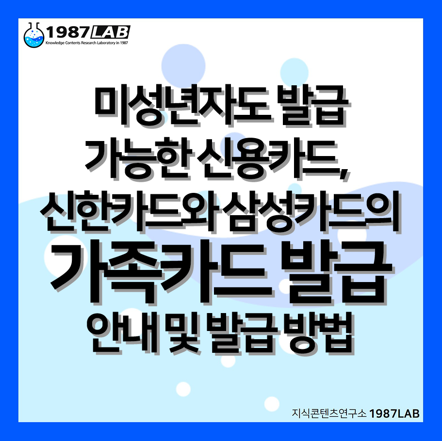미성년자도 발급 가능한 신용카드, 신한카드와 삼성카드의 가족카드 발급 안내 및 발급 방법
