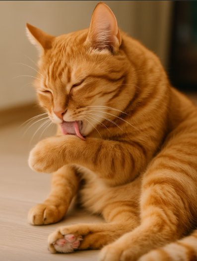 그루밍 중인 고양이