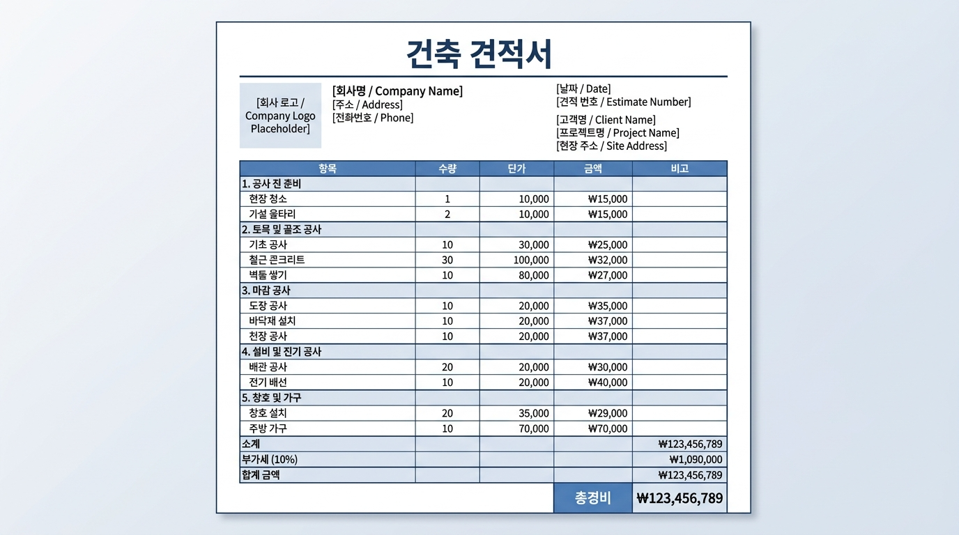 견적서 세부내용 확인