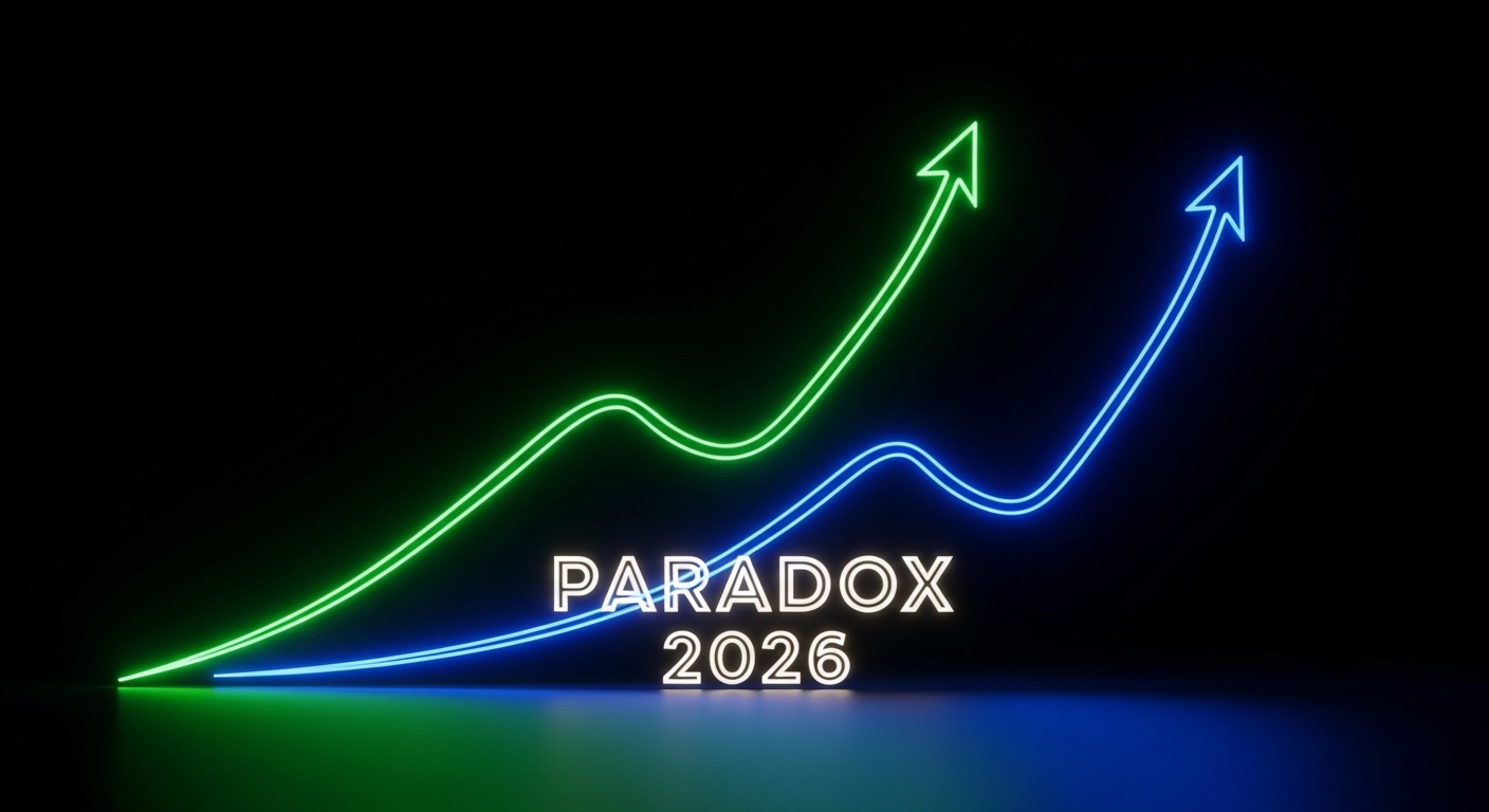 솟구치는 환율 차트와 사상 최고치를 경신하는 주가 그래프가 나란히 놓여 있고, 그 사이에서 당황한 표정의 투자자와 '공식 파괴'라는 강렬한 타이포그래피가 들어간 이미지