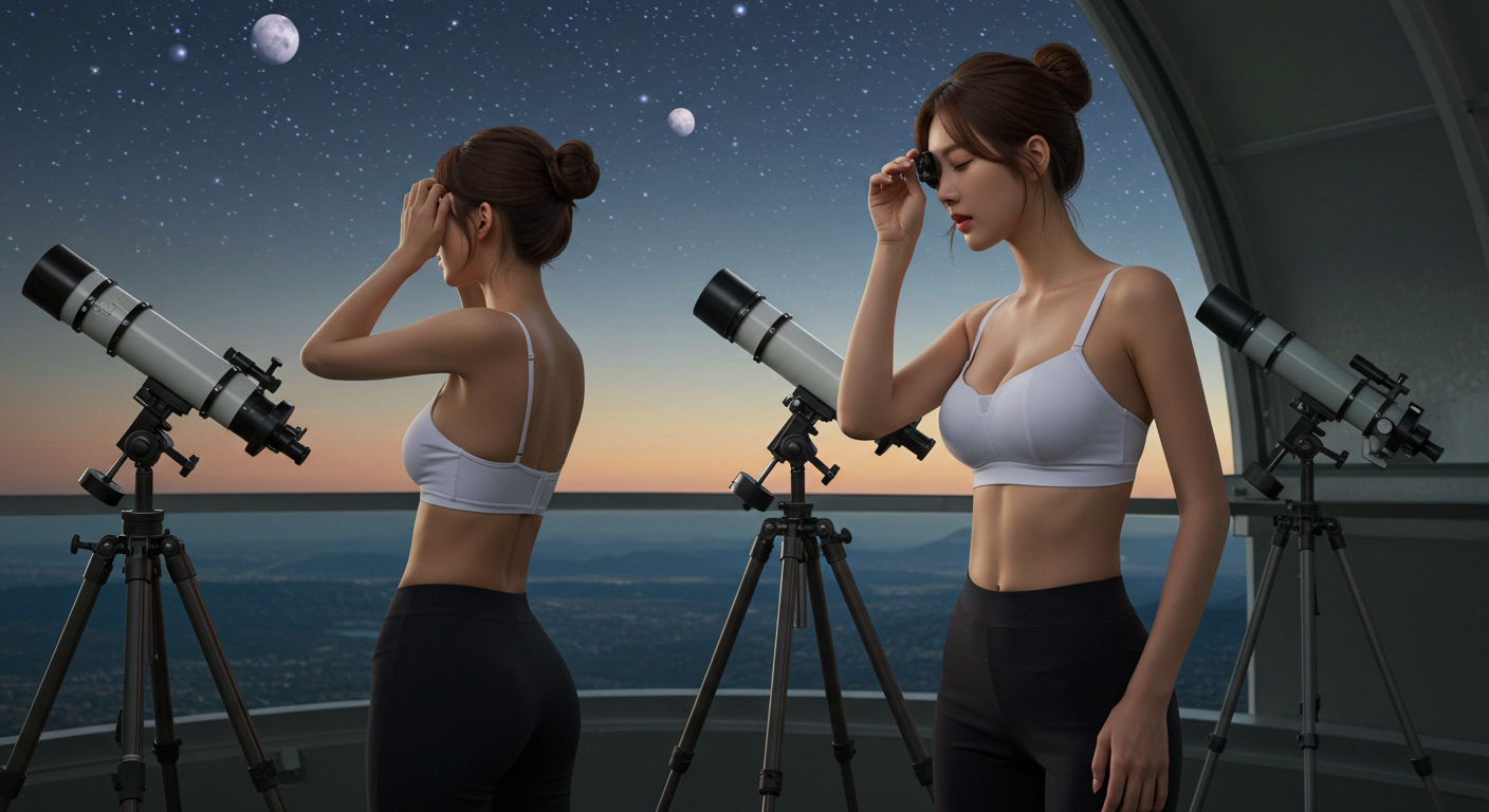 전망대에서 땅을 보는 여자들