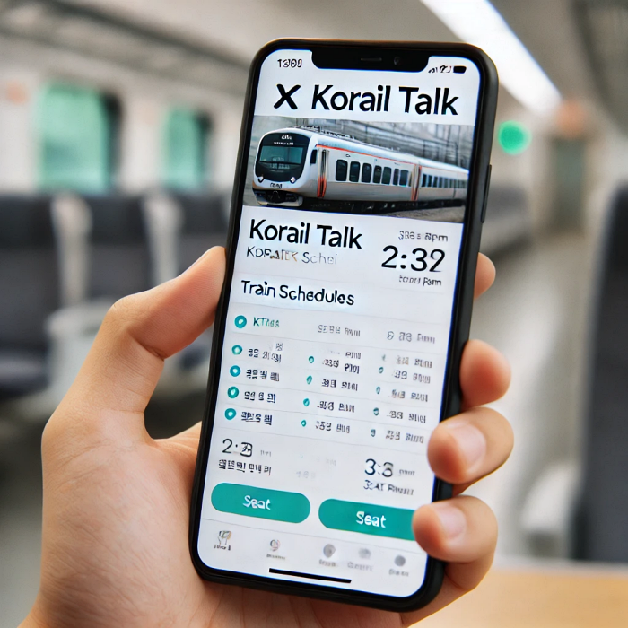 코레일톡 앱에서 실시간 KTX 시간표를 조회 중인 스마트폰 화면