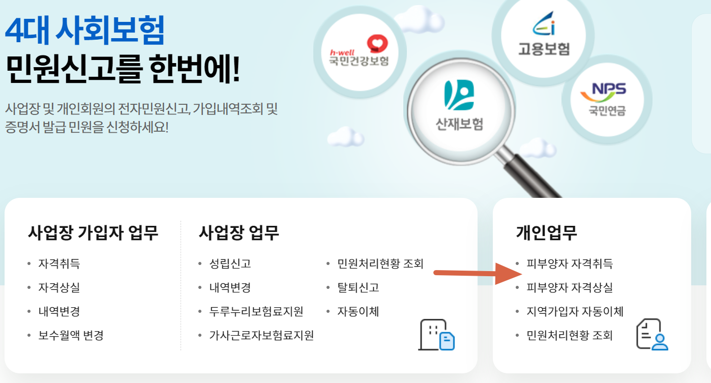 4대사회보험정보연계센터 웹사이트