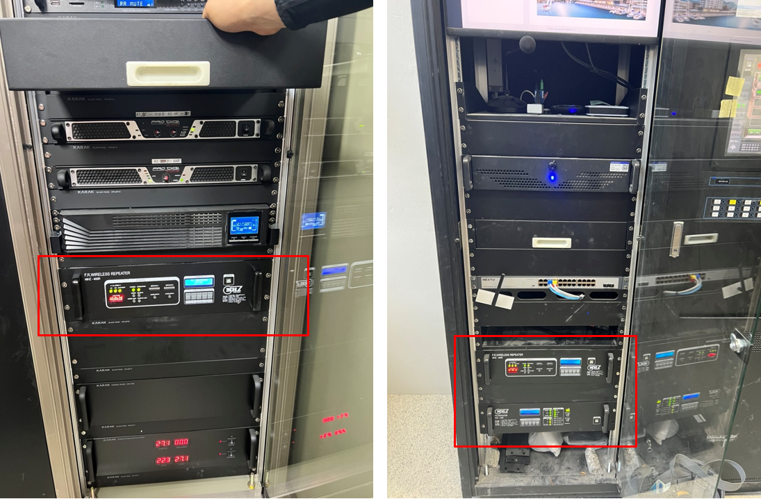 방재실 내부 주중계기 설치 모습