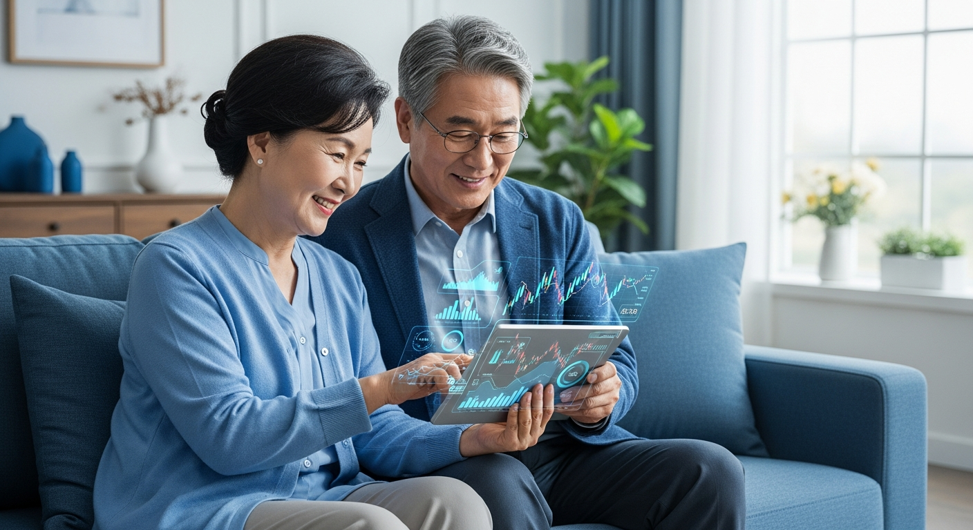 한 남성이 스마트폰으로 현대카드 앱을 보며 만족스러운 표정을 짓고 있으며, '11월 현대카드 이벤트로 스마트한 자산관리'라는 문구가 쓰여 있음.