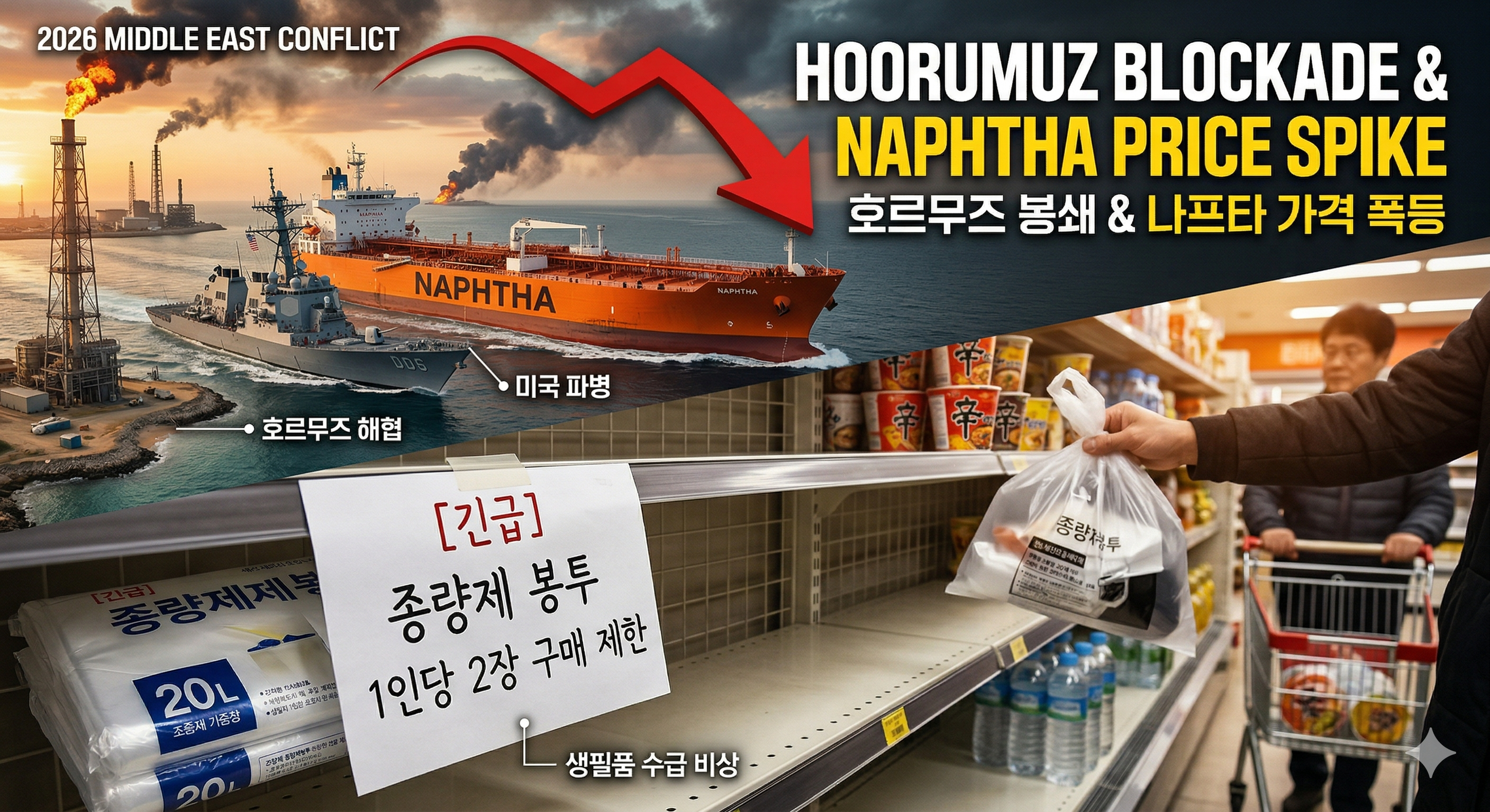 나프타 폭등과 비닐 대란 시작? 2026년 전쟁 장기화 여파