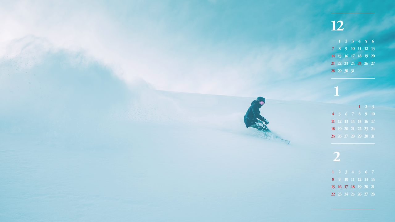 04 스노우보드 B - 2026년1월 달력배경화면