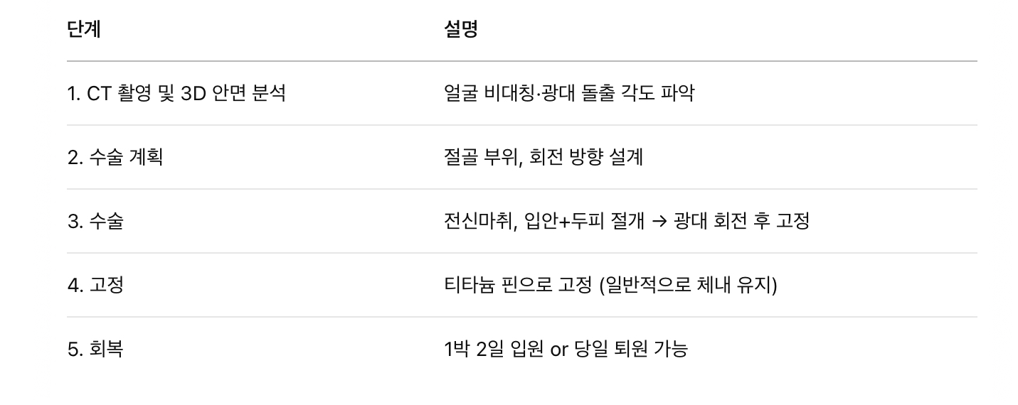 수술 과정 요약