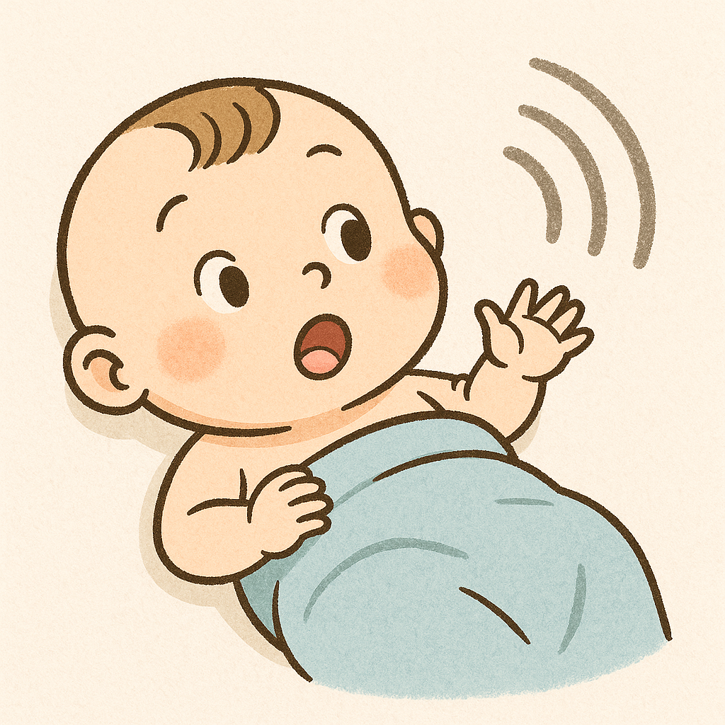 신생아가 소리에 반응하는 사진