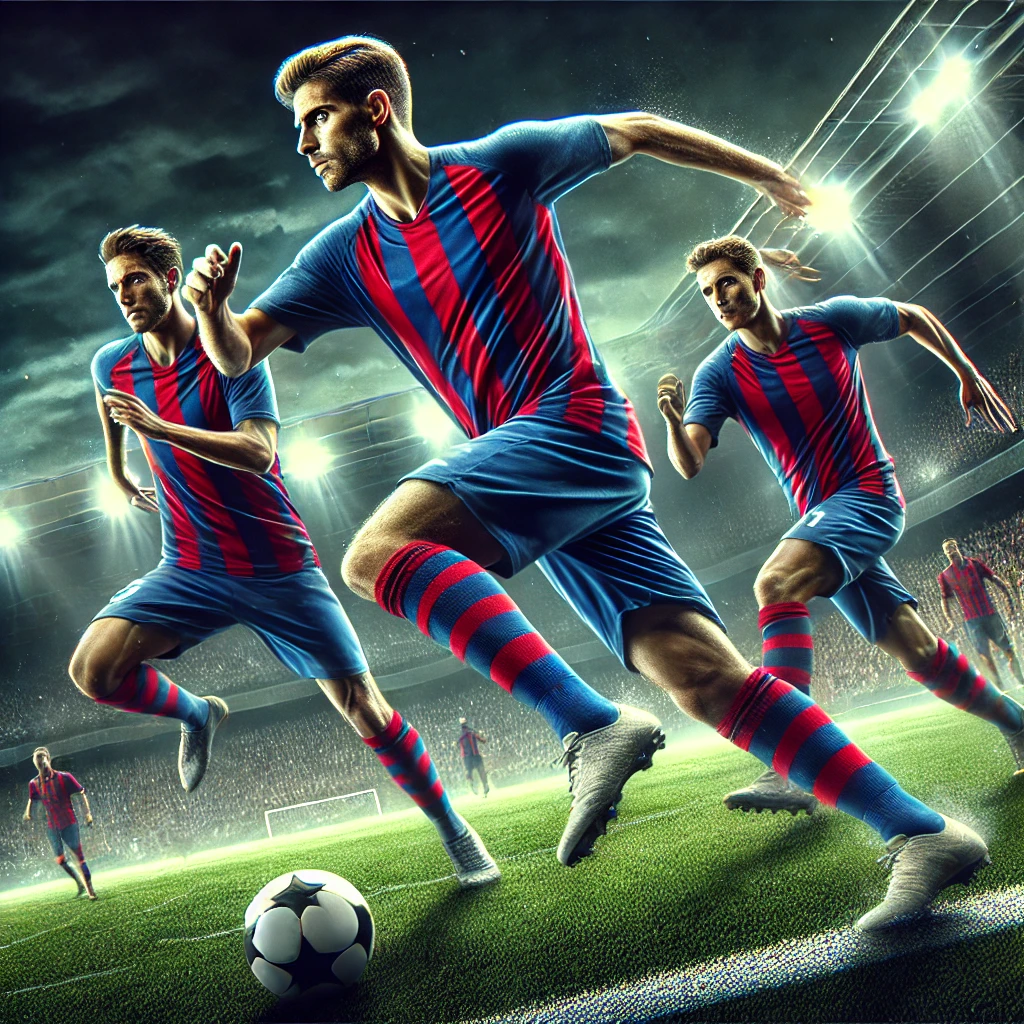 바르셀로나 선수들이 공격하는 장면