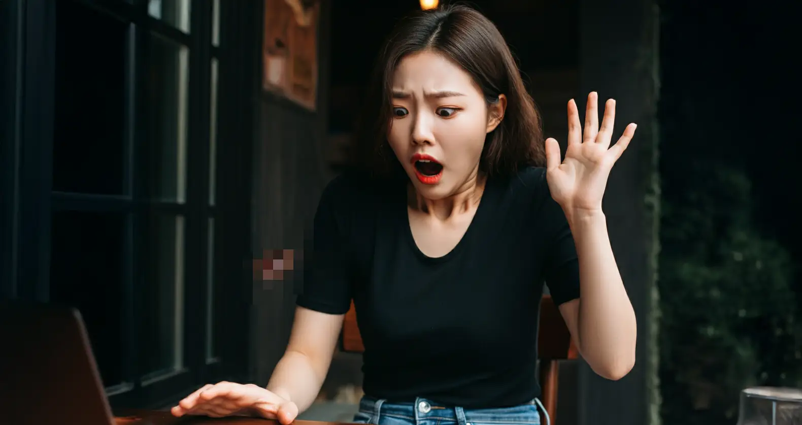 바퀴벌레를 보고 놀라는 여성