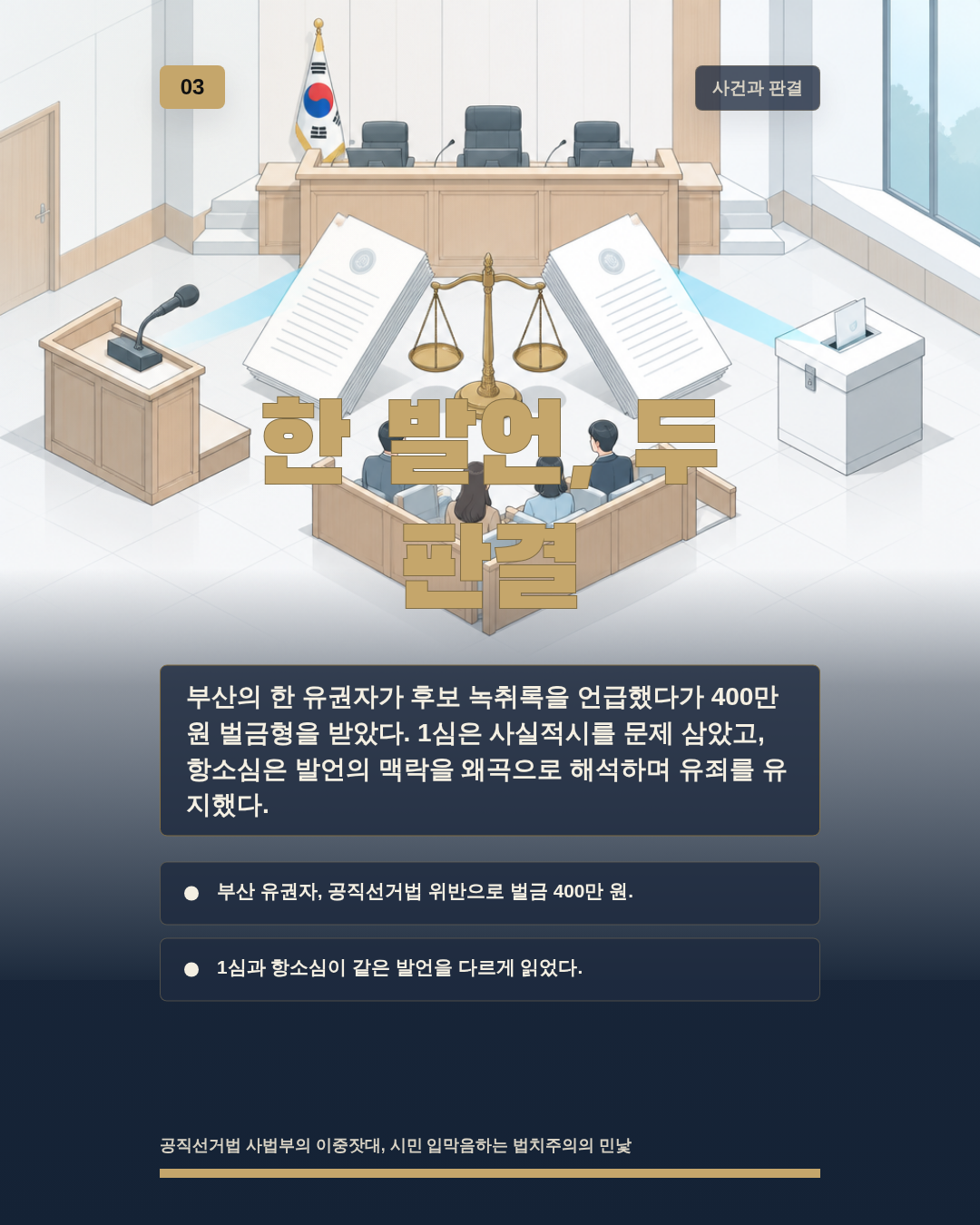 한 발언, 두 판결