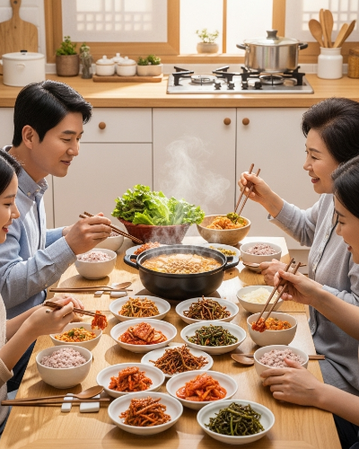 한국 가정의 식사 모습