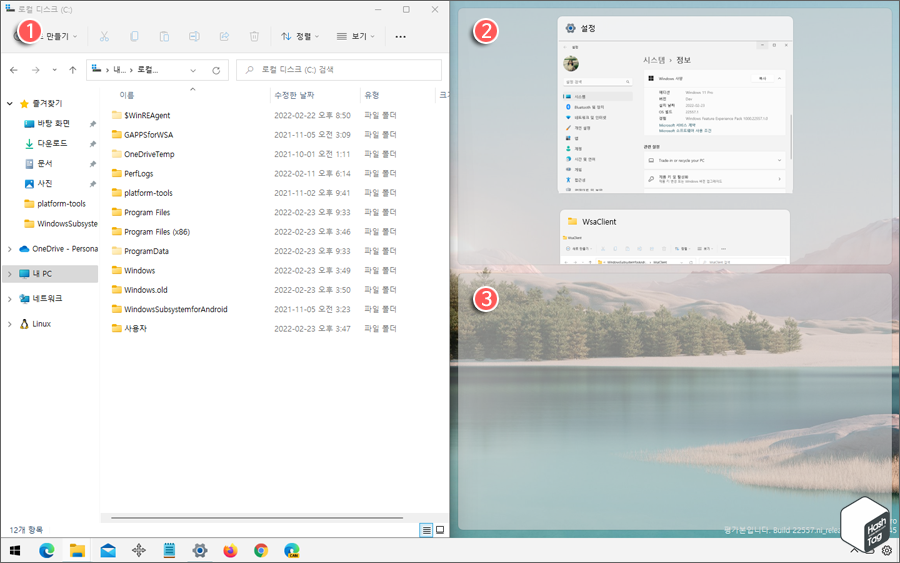 레이아웃에 맞게 창 배치