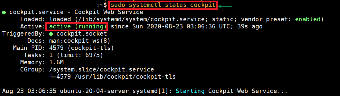 Cockpit 서비스 상태 확인