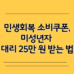 민생회복 소비쿠폰,미성년자 대리 25만 원 받는 법